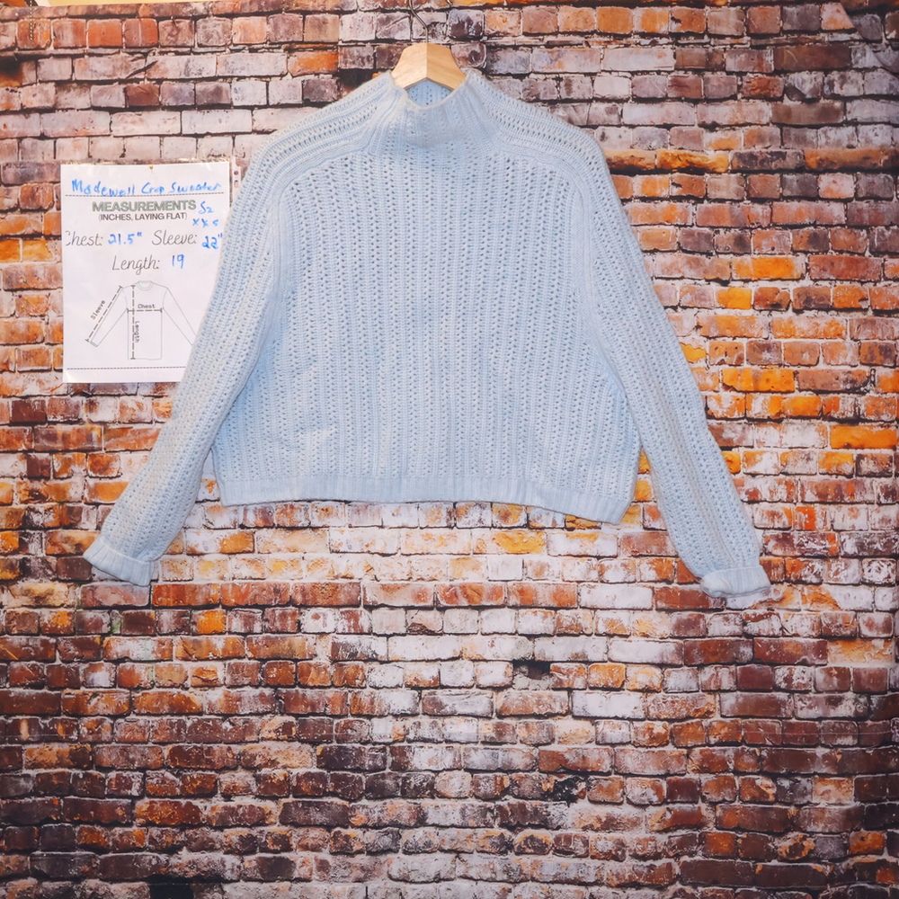 Madewell River Openstitch Crop Pullover Sweater Sx XXS Funnel Neck